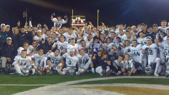 Granite Bay players whoop it up after winning second straight Sac-Joaquin Section Division I title.