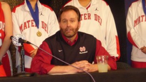 Mater Dei girls basketball coach Kevin Kiernan has three CIF state titles with the Monarchs and three more at Troy of Fullerton. Photo: Ronnie Flores.