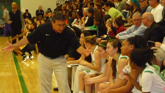 St. Mary's of Stockton coach Tom Gonsalves makes a point to one of his players during last year's game against Bishop O'Dowd of Oakland. The two state powers collide again on Saturday in Oakland.