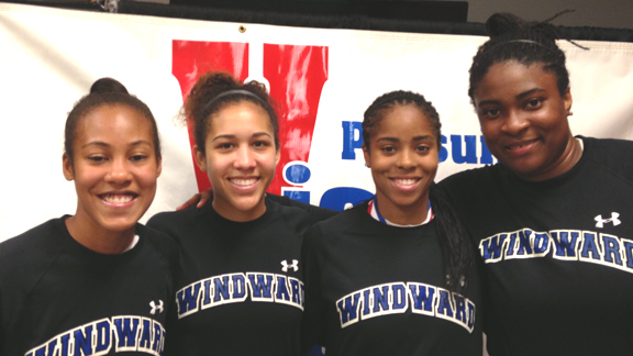 Jordin Canada (second from the right) led Windward to the 2012 CIF Southern California Open Division title. Teammate Kristen Simon (far right) also scored high on the annual Girls of Summer tour. They are shown with graduated player Courtney Jaco and teammate Macchi Smith. 