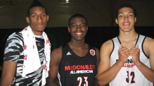 Marcus Lee (left), Jabari Bird (middle) and Aaron Gordon all went to McDonald's All-American Game in 2013 representing the Bay Area. Photo: Ronnie Flores.
