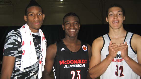 Marcus Lee (left), Jabari Bird (middle) and Aaron Gordon form the largest contingent of McDonald's All-Americans ever from the San Francisco Bay Area. In the event's first 35 years, a total of seven players from the region were selected and each of those selections were in different years. Photo: Ronnie Flores  