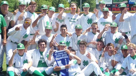 Teams like St. Mary's of Stockton (shown above celebrating third straight section title) seem to know what it takes to win in the playoffs and don't care how many games are lost in the regular season. Photo: Mark Tennis.