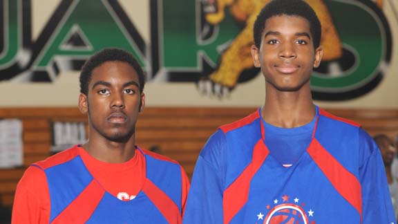 Corona Centennial's Deonte North and Pleasant Grove's Marquese Chriss showed they could compete and excel with some of the nation's best players at the 2013 Pangos All-American Camp. Photo: Scott Kurtz  