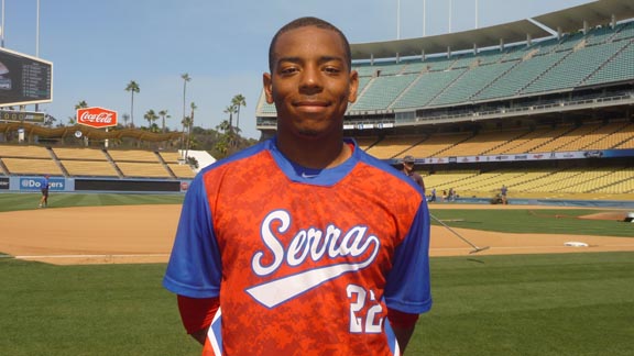 Dominic Smith played his final high school game at Dodger Stadium and hopes to return in a few years with the New York Mets, who chose him 11th overall in MLB draft.