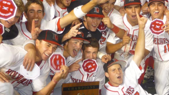 It's goofy photo time for the Harvard-Westlake of North Hollywood baseball players, who will be officially named as your State Team of the Year on Monday. Photo: Mark Tennis.
