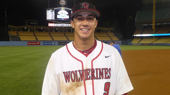 Mr. Baseball State Player of the Year Jack Flaherty had a lot to be happy about after his Harvard-Westlake team's last game at Dodger Stadium. Photo: Mark Tennis.
