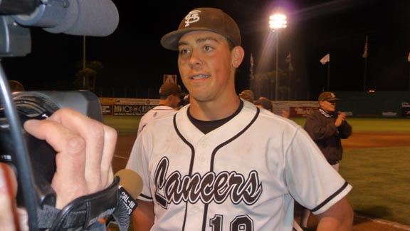 Junior pitcher John Gavin threw a one-hitter for St. Francis of Mountain View in the CIF Central Coast Section Division I championship. Photo: Mark Tennis.