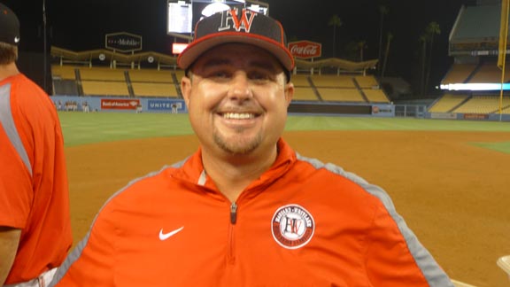 Matt LaCour won a major title as a head coach at Dodger Stadium before, but that was wearing different colors and for a different section. Photo: Mark Tennis.