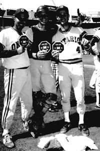 Perfection acheived for future MLB player Mike Sweeney (center) and others from Ontario in 1991. Photo: Ed Lee.
