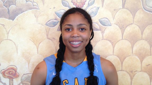 Arica Carter's recruiting prospects have blossomed this summer. The Long Beach Poly senior-to-be was one of top players at recent Las Vegas tourney. Photo: Harold Abend.