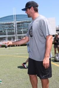 Aaron Rodgers of the Green Bay Packers gives some pointers at the Elite 11 camp in Oregon. Photo courtesy Student Sports.