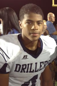 Bakersfield QB Asauni Rufus had this photo taken after the Drillers notched a win against Long Beach Poly. 