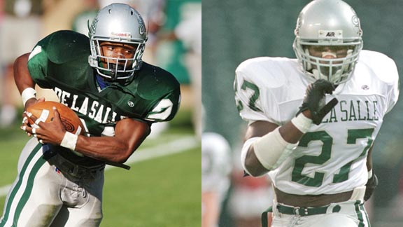 The two most prominent players during Concord De La Salle's national-record 151-game win streak were Maurice Jones-Drew (left) and D.J. Williams. Both are currently in the NFL.
