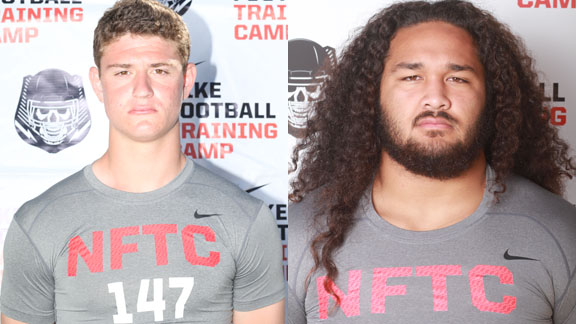 Two big-time prospects from the Ventura-Santa Barbara-SLO region of the state are junior QB Ricky Town (left) of St. Bonaventure and senior DL Ainuu Taua of Lompoc. Photo: Student Sports.