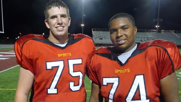 Mason Van Kirk (290 pounds) and D'errick Chambers (285) are two linemen to watch for Paraclete of Lancaster when it plays at Oakdale this weekend. Photo: Mark Tennis.