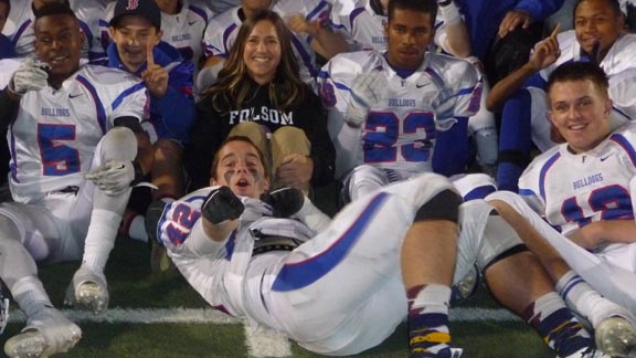 Among those getting goofy after Folsom wrapped up 10-0 regular season and league title were Calvin Gardner (5), Garrett Jackson (42), Troy Tillman (23) and Jake Browning (12). 