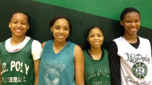 Emoni Jackson, Jada Matthews, Arica Carter and Lajahna Drummer all got up early for 7 a.m. practice on Thursday at Long Beach Poly.