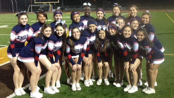 Pleasant Grove of Elk Grove cheerleaders are hoping their team reverses an earlier loss to Oak Ridge in the CIF Sac-Joaquin Section Div. I semifinals. Photo: Paul Muyskens.