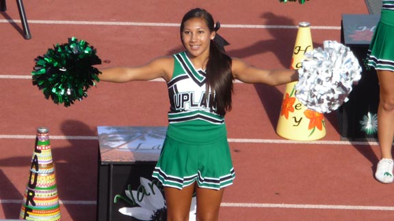 Upland cheerleaders didn't have that much to be happy about early in the season at the UT Honor Bowl, but they might be in good spirits after Rancho Cucamonga game.