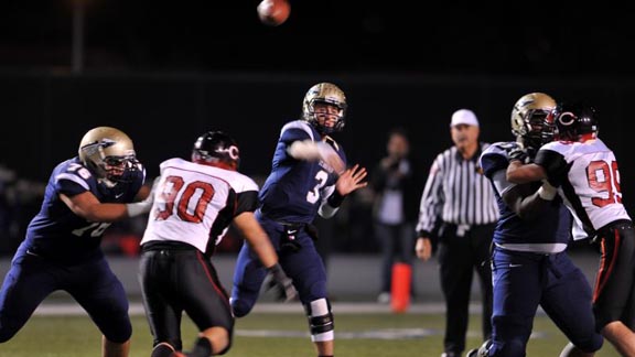 St. John Bosco QB Josh Rosen unleashes a pass during CIF SoCal Open Division bowl game against Corona Centennial. Bosco won 70-49. Photo: Scott Kurtz.