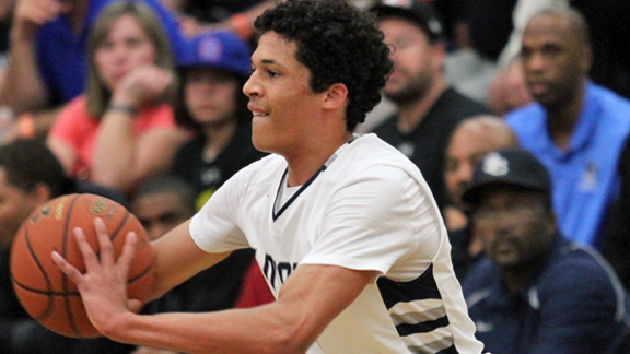 Loyola's Khalil Bedart-Ghani looks for an opening in the UA Holiday Classic National Division  title game versus Corona Centennial. Photo: Andrew Drennen 