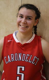 According to Damin Esper of the Contra Costa Times, Carondelet's Natalie Romeo played against her best friend, Salesian's Mariya Moore, for the first time in a high school game. Photo: Willie Eashman.