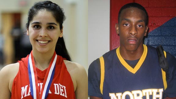 Andee Velasco of Mater Dei continues to be part of state's No. 1 girls team while Deshon Taylor from J.W. North of Riverside has led team to perfect on-court record so far. Photos: Willie Eashman & Ronnie Flores.