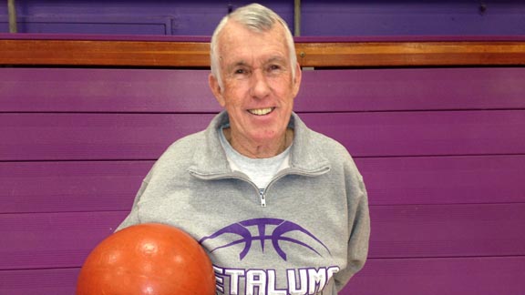 Petaluma's Doug Johnson has been coaching young people in his community for more than 35 years. He is retiring from girls basketball coaching after this season. Photo: Harold Abend.
