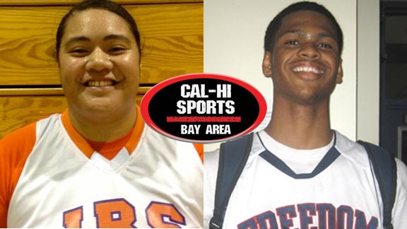 Joeseta Fatuesi of Santa Clara Wilcox has been a powerhouse center throughout her four year varsity career while Elliot Smith from Freedom of Oakley has been outstanding all season for his team. Photos: Harold Abend & Ronnie Flores.