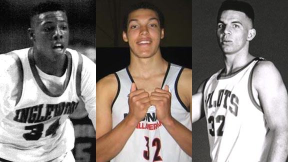 The Cal-Hi Sports Mr. Basketball State Player of the Year honor goes back to 1905. Last year's honoree, Aaron Gordon from San Jose Archbishop Mitty, is flanked above by Inglewood's Paul Pierce (1995) and Alameda St. Joseph's Jason Kidd (1991, 1992)