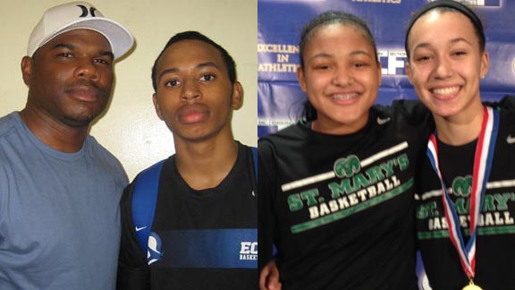 Section champs above include Kelton Conway of El Camino Real (pictured with his father, former NFL player Curtis Conway) and the amazing freshman duo of Sierra Smith and Naje Murray of Stockton St. Mary's. Photos: Ronnie Flores & Mark Tennis.