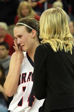 Senior Haley Cremen of Justin-Siena had an outstanding career for her school and shows some emotion after exiting her team's loss to Sierra Canyon. Photo: Willie Eashman.