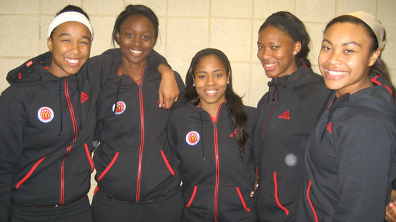 California's five McDonald's All-Americans surprisingly also are among the first team overall on the 2014 all-state team. They are (l-r) Mikayla Cowling, Gabby Green, Jordin Canada, Lajahna Drummer and Mariya Moore. Photo: Ronnie Flores.