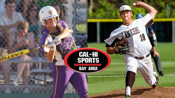 Amador Valley's Victoria Molina (left) had the game-winning hit in team's title game triumph at the Michelle Carew Classic. St. Francis pitcher John Gavin (right) is one of the top lefty hurlers in the state. Photos by: Philip Walton/SportStars & Norbert von der Groeben/SportStars. 