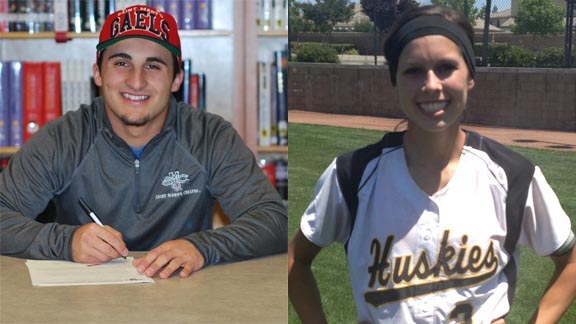 Speedy outfielder Matt Toscano from Willow Glen of San Jose is headed to St. Mary's College and hopes to help team to second straight CCS Division III title. Jessica Garcia of Hughson, meanwhile, is smoking triples and homers once again for her team. Photos: Justine Morrow/Willow Glen baseball web site & Paul Muyskens.