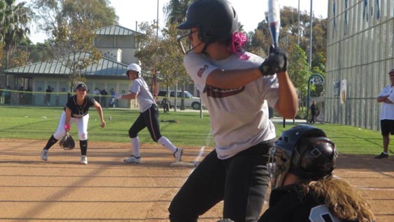 This is a shot of Mission Viejo slugger Alyssa Palomino playing for her club team. Mission Viejo remains No. 1 in this week's state softball rankings. Photo: Courtesy Student Sports.