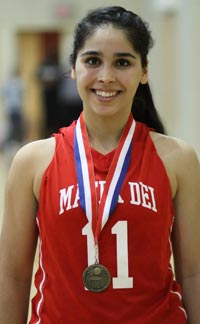 Point guard Andee Velasco of Mater Dei was a perfect complement to All-American teammate Katie Lou Samuelson. She adds all-state underclass honor to being named All-Orange County. Photo: Willie Eashman.