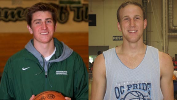 Two of California's top five football-basketball players for the 2013-14 school year were Drew Anderson (left) from Miramonte of Orinda and Robbie Berwick of Atascadero. Both were quarterbacks in football. Photos: SportStars Magazine & Ronnie Flores.