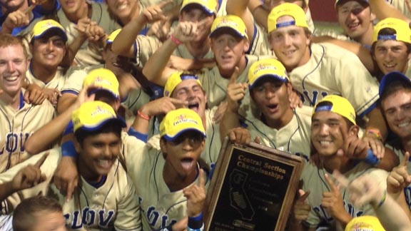 It was a bit chaotic after Clovis won the CIF Central Section Division I title on Saturday at Recreation Park in Visalia with a bottom of the 7th rally that beat Buchanan. Photo: Mark Tennis.