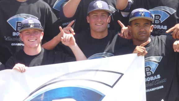 Players from Elk Grove, celebrate after they won Boras Baseball Classic title two years ago. Photo: Mark Tennis.