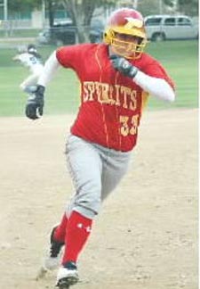 Sophomore Kailla Searcy from Paraclete of Lancaster can hit homers over the fence or by the inside-the-park variety. Photo: Courtesy T.D. Wright.