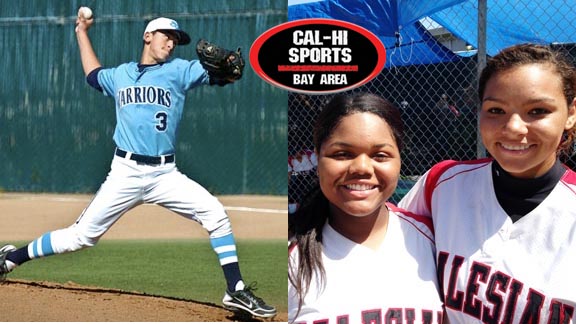Valley Christian pitcher Theron Kay and the Salesian of Richmond duo of Zoe Conley and Madison Pozzi are still going strong in the CCS and NCS playoffs. Photos: Courtesy Prep2Prep.com & Harold Abend. For more on Prep2Prep's coverage, CLICK HERE.