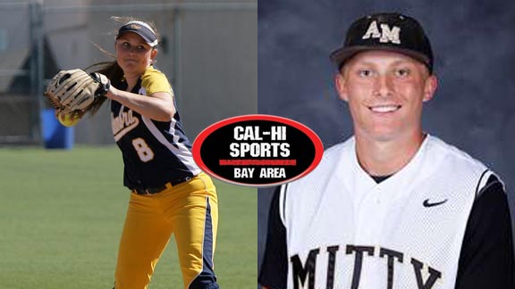 Kylee Perez will play at UCLA next and is leading one of the Bay Area's most potent offenses for No. 3 Alhambra softball team. New baseball No. 1 Archbishop Mitty, meanwhile, has been sparked all season by senior Luke Rasmussen. Photos: Courtesy of schools.
