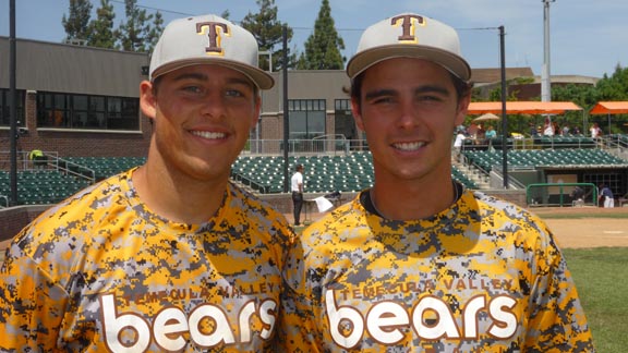 Kyle Plantier and Mitch Kemp helped Temecula Valley win the Southern California bracket of the Boras Baseball Classic. Their team is No. 14 in the state this week. Photo: Mark Tennis.