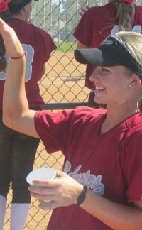San Diego Mission Bay's Cassidy Clough celebrates during her OC Batbusters' club team's performance in last summer's PGF national championships. Photo: Courtesy Student Sports.