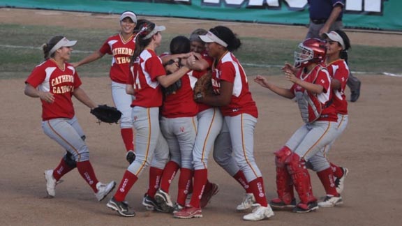 Cathedral Catholic softball had a lot to celebrate about this year, including San Diego D1 title. Head coach Margaret Mauro has now been named State Coach of the Year. Photo: El Cid student newspaper.