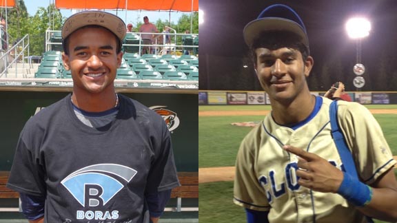 Two of the most prominent players in the 2014 MLB Draft were Elk Grove's Derek Hill (left) and Clovis' Jacob Gatewood. Both are now finalists to be Mr. Baseball State Player of the Year. 
