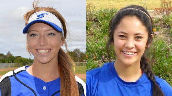 Katie Kibby (left) won 29 games in the circle as a sophomore for CIF Sac-Joaquin Section champ Vacaville while Grayce Majam put up insane totals for small school Mountain Empire. Photos: Student Sports.