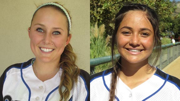 Infielders Kylee Perez from Alhambra of Martinez and Julia DePonte of Vacaville are among the finalists for the 2014 Ms. Softball State Player of the Year selection. They are teammates in the Sorcerer's club program. Photo: Courtesy Student Sports.